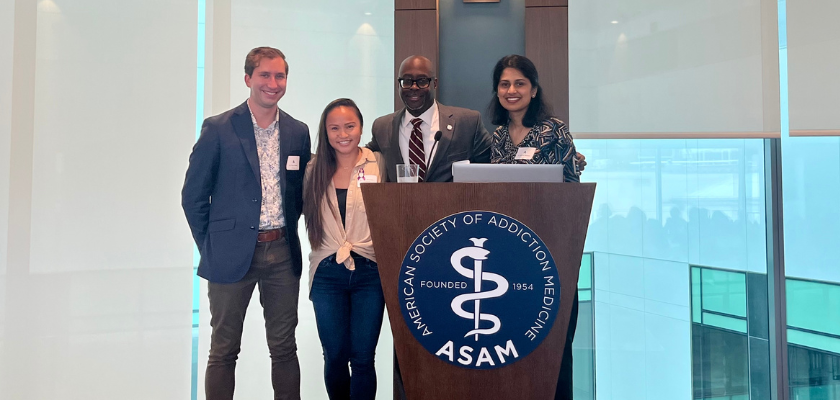 From left to right, Dr. Tyler Reese, Dr. Tricia Bautista, SAʴýPresident-Elect Dr. Stephen Taylor, and Dr. Nancy Shenoi.